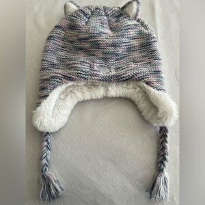 Capelli of New York Multicolor Knit Kids Cat Hat with Braids